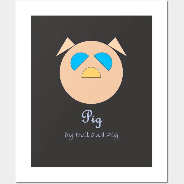 Geometric simple design Captain Pig Wall Art by Evil and Pig
